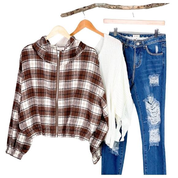 Copy - plaid Hooded Bomber Jacket - Picture 8 of 13